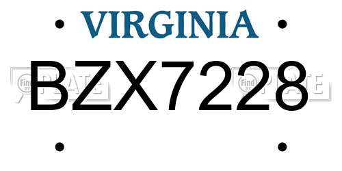 BZX7228 Virginia License Plate