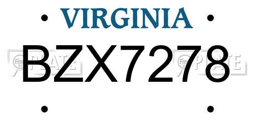 BZX7278 Virginia License Plate