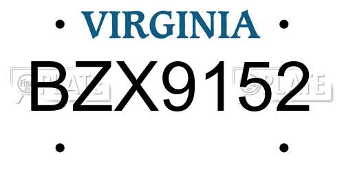 BZX9152 Virginia License Plate