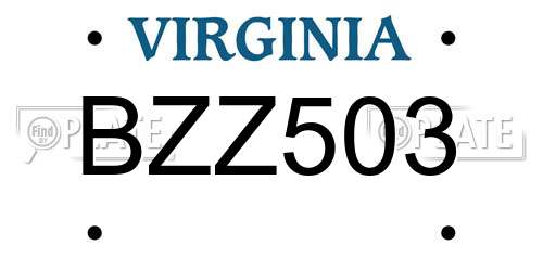 BZZ503 Virginia License Plate