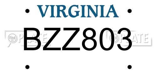 BZZ803 Virginia License Plate