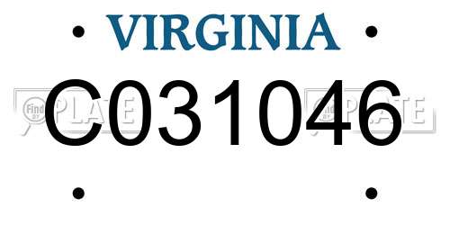 C031046 Virginia License Plate