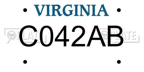 C042AB Virginia License Plate