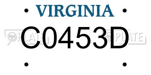 C0453D Virginia License Plate