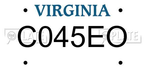 C045EO Virginia License Plate