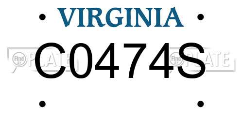 C0474S Virginia License Plate