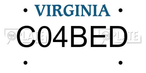 C04BED Virginia License Plate
