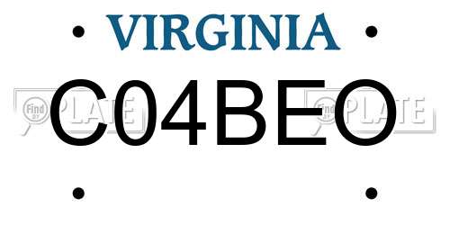 C04BEO Virginia License Plate