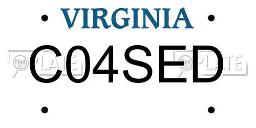 C04SED Virginia License Plate