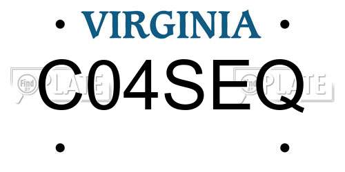 C04SEQ Virginia License Plate