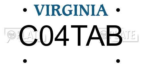 C04TAB Virginia License Plate