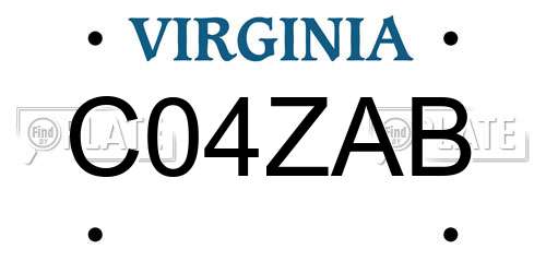 C04ZAB Virginia License Plate