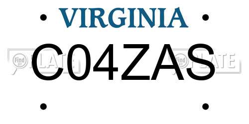 C04ZAS Virginia License Plate