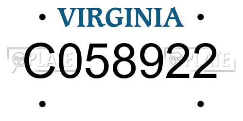 C058922 Virginia License Plate