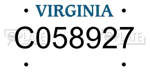 C058927 Virginia License Plate