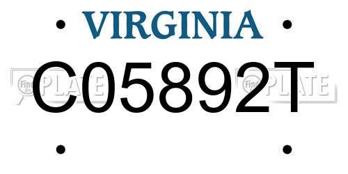 C05892T Virginia License Plate