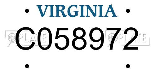 C058972 Virginia License Plate