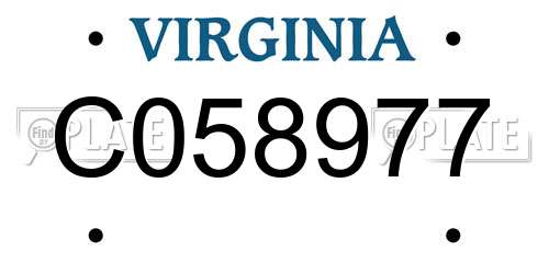 C058977 Virginia License Plate