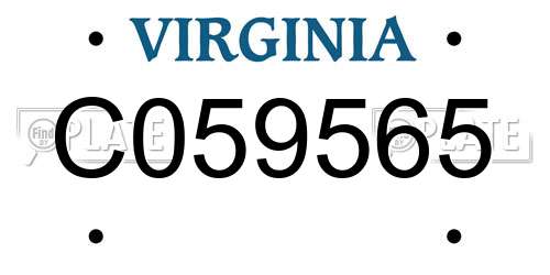 C059565 Virginia License Plate