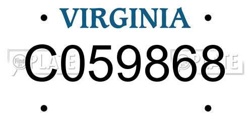 C059868 Virginia License Plate