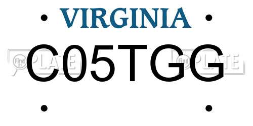 C05TGG Virginia License Plate