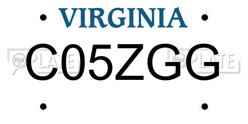 C05ZGG Virginia License Plate