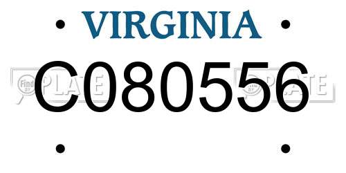 C080556 Virginia License Plate