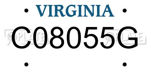 C08055G Virginia License Plate