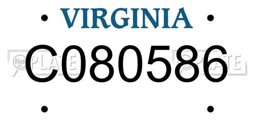 C080586 Virginia License Plate