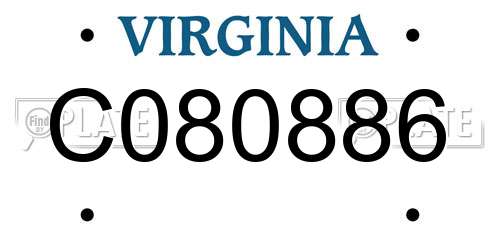 C080886 Virginia License Plate