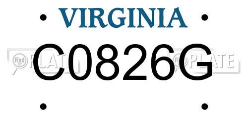 C0826G Virginia License Plate
