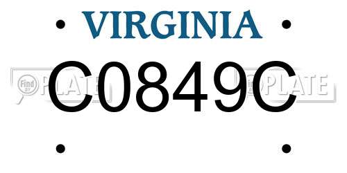C0849C Virginia License Plate