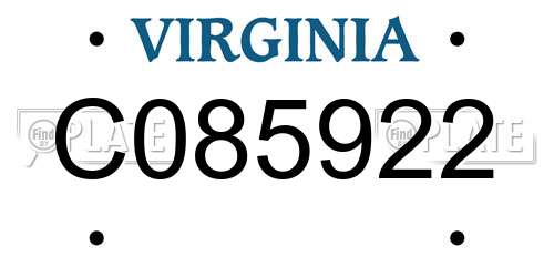 C085922 Virginia License Plate