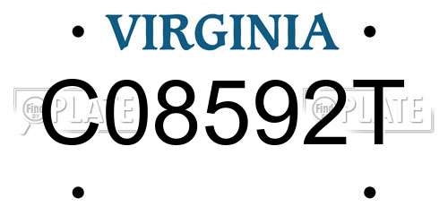 C08592T Virginia License Plate