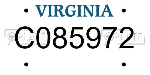 C085972 Virginia License Plate