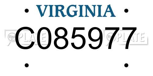 C085977 Virginia License Plate