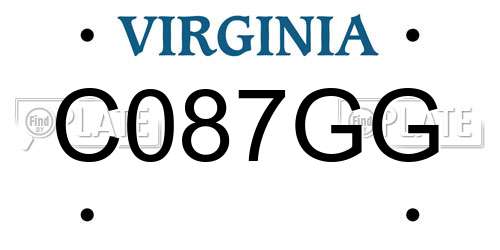 C087GG Virginia License Plate