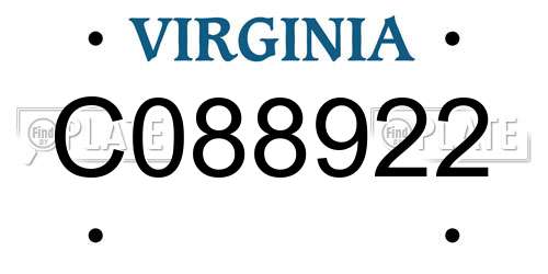 C088922 Virginia License Plate