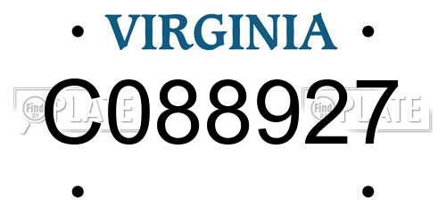 C088927 Virginia License Plate