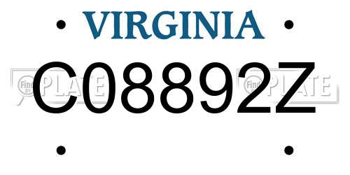 C08892Z Virginia License Plate