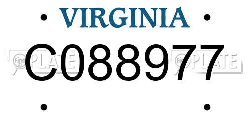 C088977 Virginia License Plate