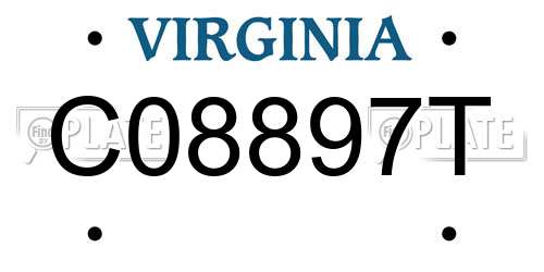 C08897T Virginia License Plate