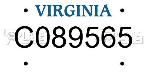 C089565 Virginia License Plate