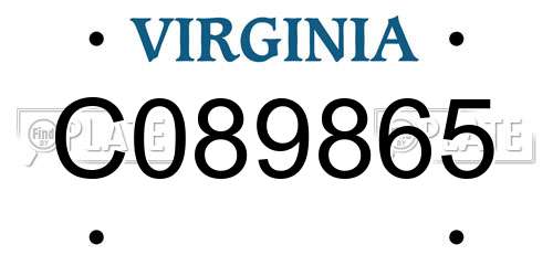 C089865 Virginia License Plate