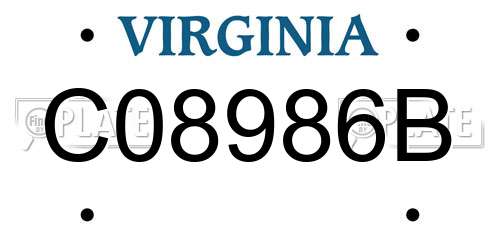 C08986B Virginia License Plate
