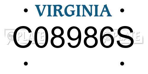 C08986S Virginia License Plate