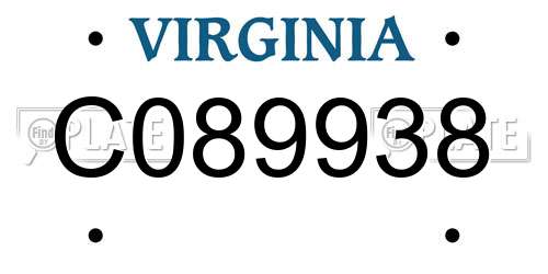 C089938 Virginia License Plate