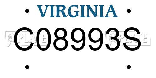 C08993S Virginia License Plate