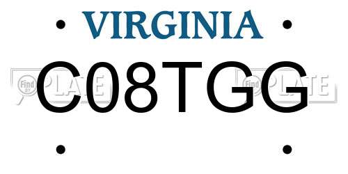 C08TGG Virginia License Plate