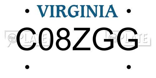 C08ZGG Virginia License Plate